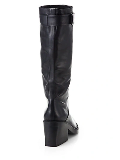 Shop Helmut Lang Slouch Mid-calf Leather Boots In Black