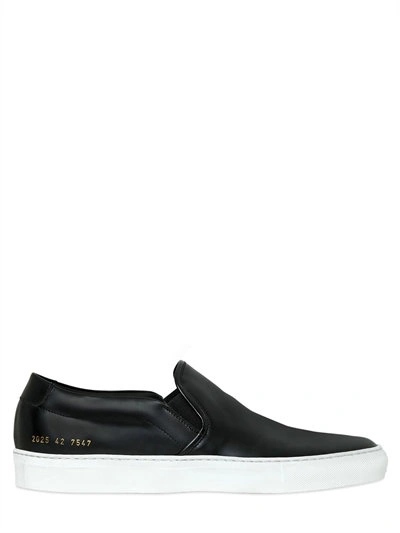 Shop Common Projects Leather Slip-on Sneakers, Black