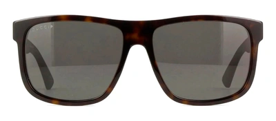 Shop Gucci Gg0010s M 003 Wayfarer Polarized Sunglasses In Grey