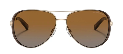 Shop Michael Kors Mk 5004 1014t5 Aviator Polarized Sunglasses In Brown
