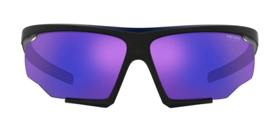 Shop Prada Ps 07ys 13k05u Wrap Sunglasses In Blue