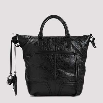 Shop Balenciaga Le Cagole M Leather Tote Bag In Black