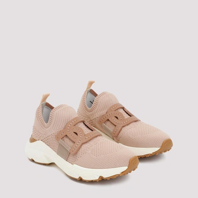 Shop Tod's Knit Sneaker Shoes In Nude & Neutrals
