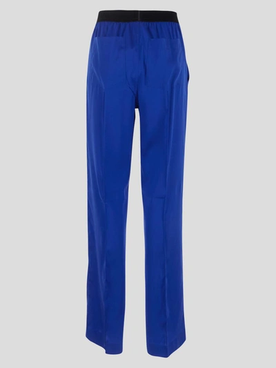 Tom Ford Logo-banded Silk Pj Pants In Cobalt Blue