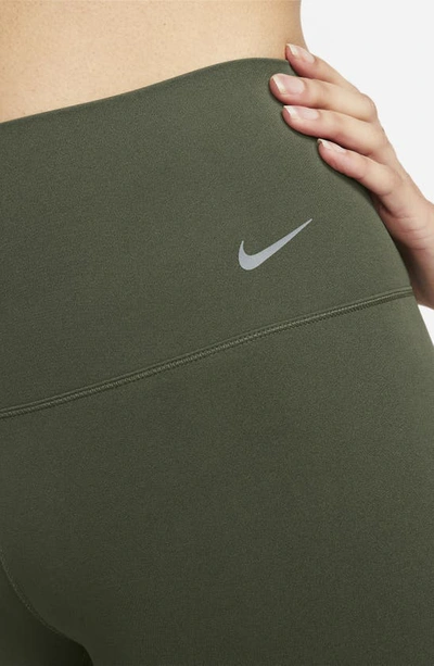 Shop Nike Zenvy Gentle Support High Waist 7/8 Leggings In Cargo Khaki/ Black
