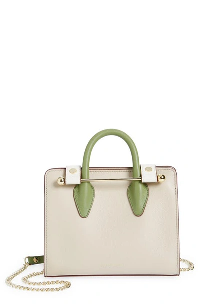 Shop Strathberry Nano Leather Tote In Oat/ Vanilla/ Olive