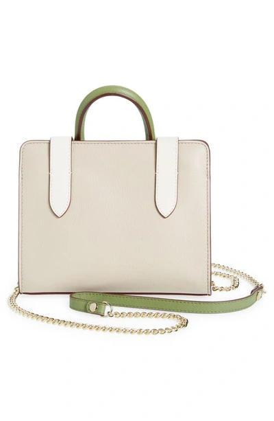 Shop Strathberry Nano Leather Tote In Oat/ Vanilla/ Olive