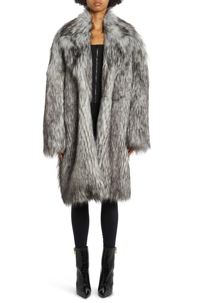 Shop Tom Ford Oversize Faux Fur Coat In White Grey