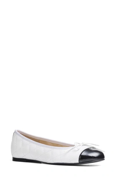 Shop Jon Josef Belle Quilted Ballerina Flat In White/ Black Combo