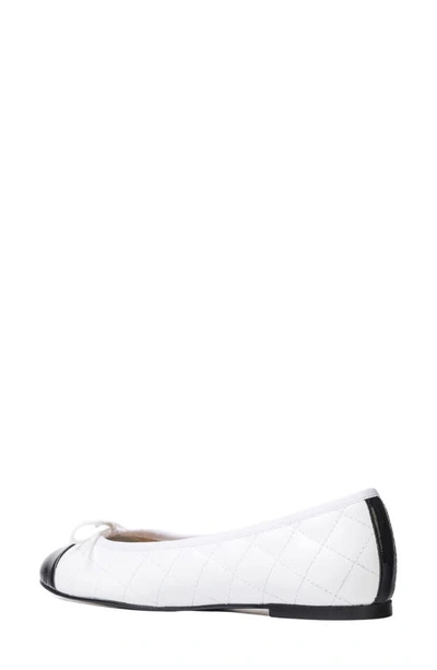 Jon Josef Belle Quilted Ballerina Flat In White/ Black Combo