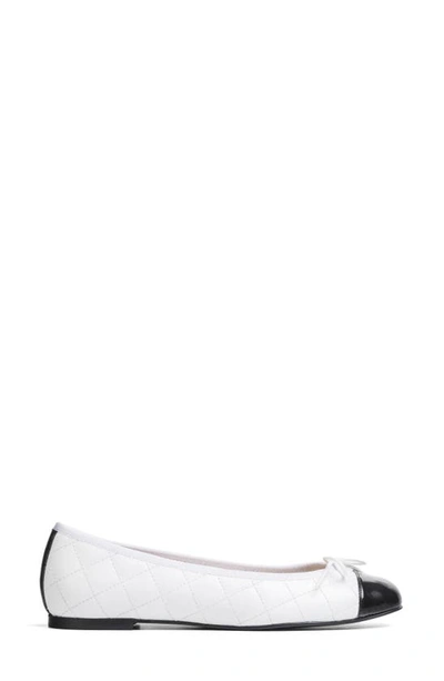 Jon Josef Belle Quilted Ballerina Flat In White/ Black Combo