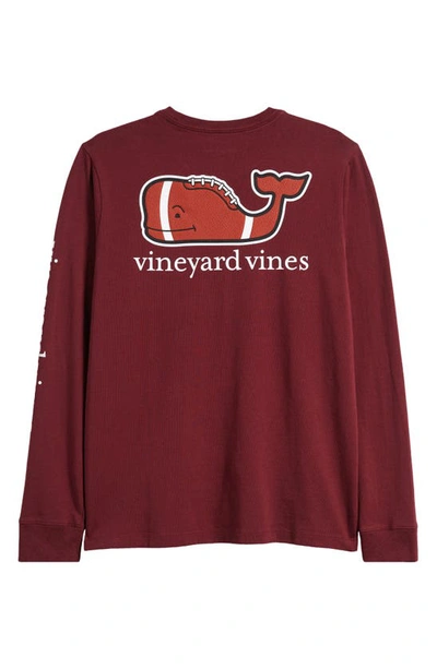 Shop Vineyard Vines Kids' Football Whale Long Sleeve Pocket Graphic Tee In Crimson Heather