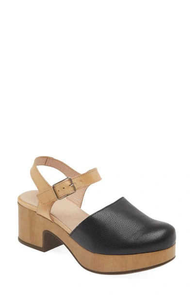 Shop Wonders Platform Clog In Wild Black/ Pergamena Sand