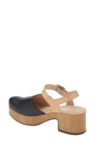Wonders Platform Clog In Wild Black/ Pergamena Sand