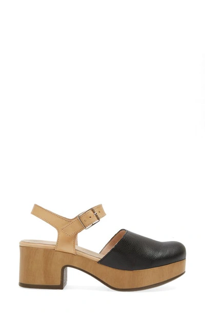 Wonders Platform Clog In Wild Black/ Pergamena Sand