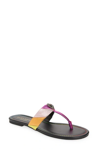 Kurt Geiger Kensington T-strap Sandal In Pink Multi