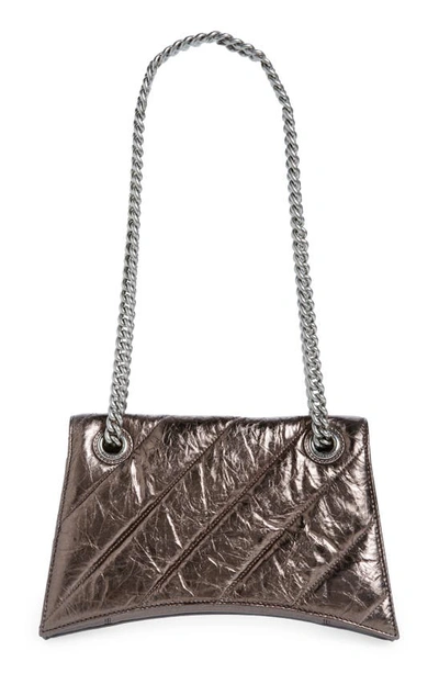 Shop Balenciaga Small Crush Quilted Leather Shoulder Bag In Dark Bronze