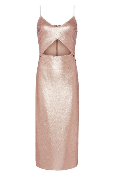 Shop L Agence Sequin Cutout Dress In Cappuccino
