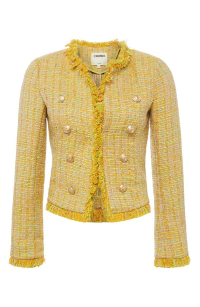 L'agence Tinlee Tweed Blazer In Yellow Multi Tweed