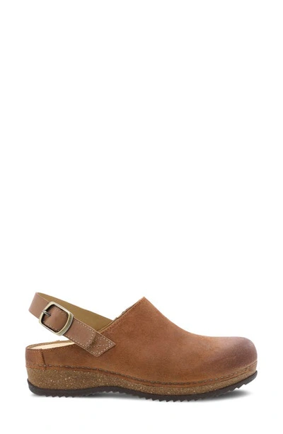 Dansko Merrin Slingback Clog In Tan Burnished Suede