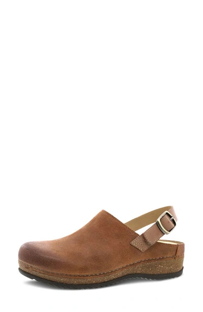 Dansko Merrin Slingback Clog In Tan Burnished Suede