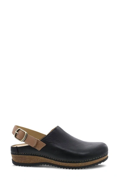 Dansko Merrin Slingback Clog In Black Waxy Milled