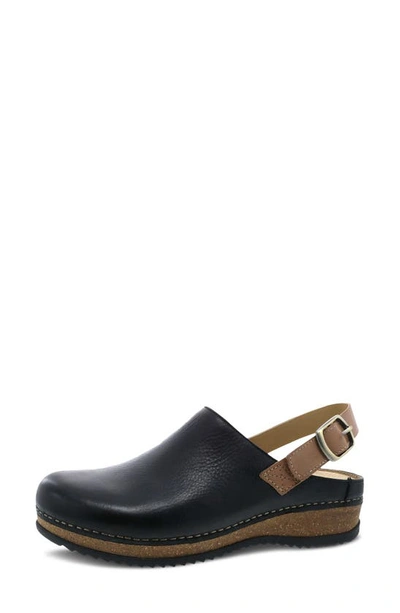Dansko Merrin Slingback Clog In Black Waxy Milled