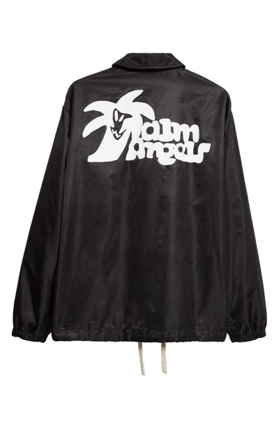 Shop Palm Angels Hunter Logo Patch Coach's Jacket In Black White