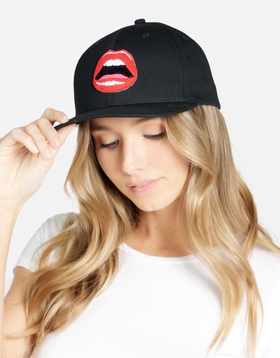 Lauren Moshi Bay Red Open Lip Patch In Black