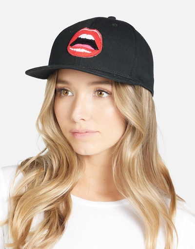 Lauren Moshi Bay Red Open Lip Patch In Black