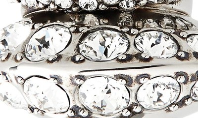 Shop Alexander Mcqueen Crystal Ear Cuff In 1318 Light A.silver/ Cr
