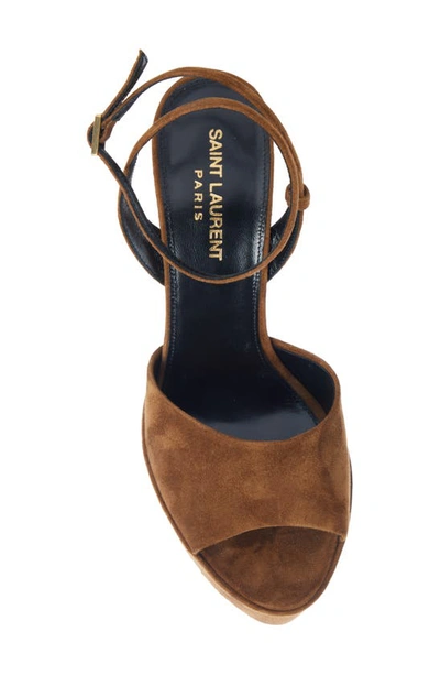 Shop Saint Laurent Jodie Ankle Strap Platform Sandal In Land