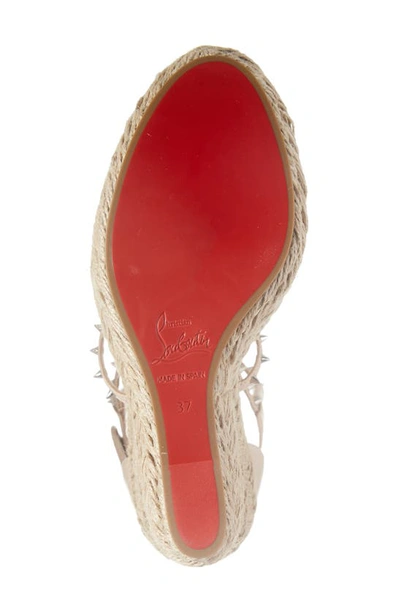 Shop Christian Louboutin Chocazeppa Spikes Espadrille Sandal In Leche/ Natural