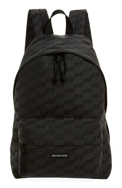 Shop Balenciaga Bb Monogram Jacquard Canvas Backpack In Black