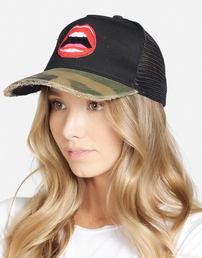 Lauren Moshi Jilly Red Open Lip In Black Camo