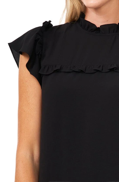Cece Mock Neck Ruffle Dress In Rich Black