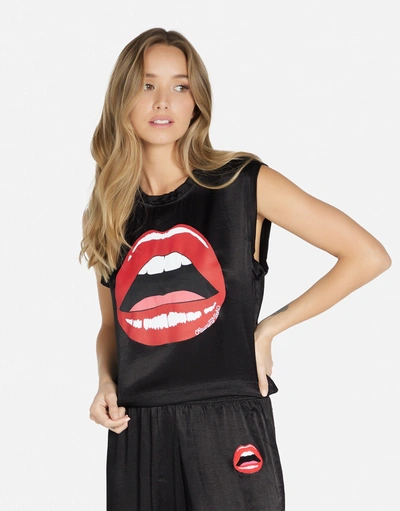 Lauren Moshi Linette Red Open Lip In Black