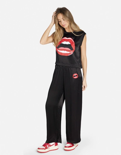 Lauren Moshi Linette Red Open Lip In Black