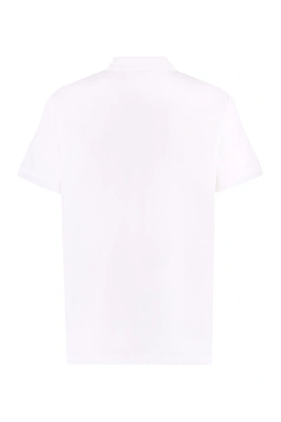 Shop Burberry Short Sleeve Cotton Pique Polo Shirt In White