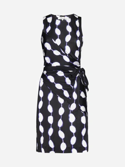 Shop Diane Von Furstenberg Emina Print Viscose Dress In Black,multicolor
