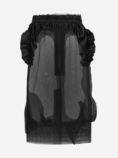 Shop Maison Margiela Ruffled Tulle Midi Skirt In Black