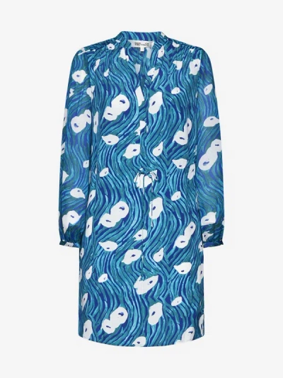 Shop Diane Von Furstenberg Sonoya Print Viscose-blend Dress In Blue,white