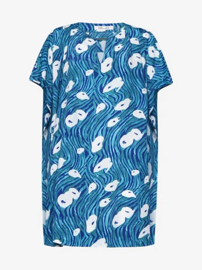 Shop Diane Von Furstenberg Amira Print Viscose Dress In Blue,white