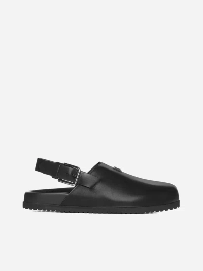 Shop Dolce & Gabbana Logo-plaque Leather Mules In Black