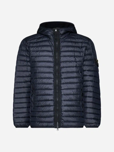 Shop Stone Island Quilted Nylon Lightweight Down Jacket In Navy Blue