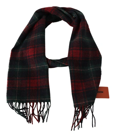 MISSONI CHECK WOOL UNISEX NECK WRAP FRINGES SCARF 