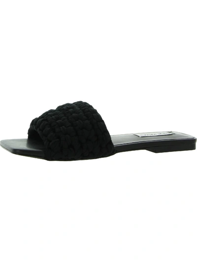 Shop Steve Madden Maldeve Womens Knotted Square Toe Slide Sandals In Black