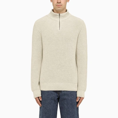 Apc High Neck Cotton Turtleneck Sweater In Beige