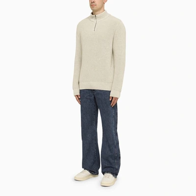 Apc High Neck Cotton Turtleneck Sweater In Beige