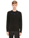 GIVENCHY STAR PATCHES WOOL BLEND SWEATER, BLACK